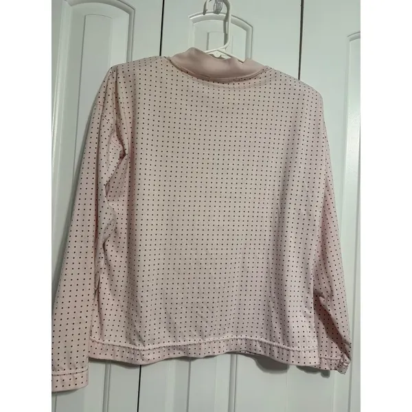 Eileen & Co Top Polka‎ Dot Pink Mock Neck Button Front Henley Small Preppy Retro - Image 4