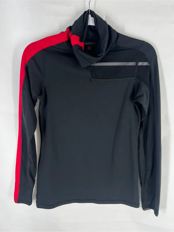 ALALA Race Turtleneck Top Black Red Mesh Thumbhole Athletic Top Size S - Image 2