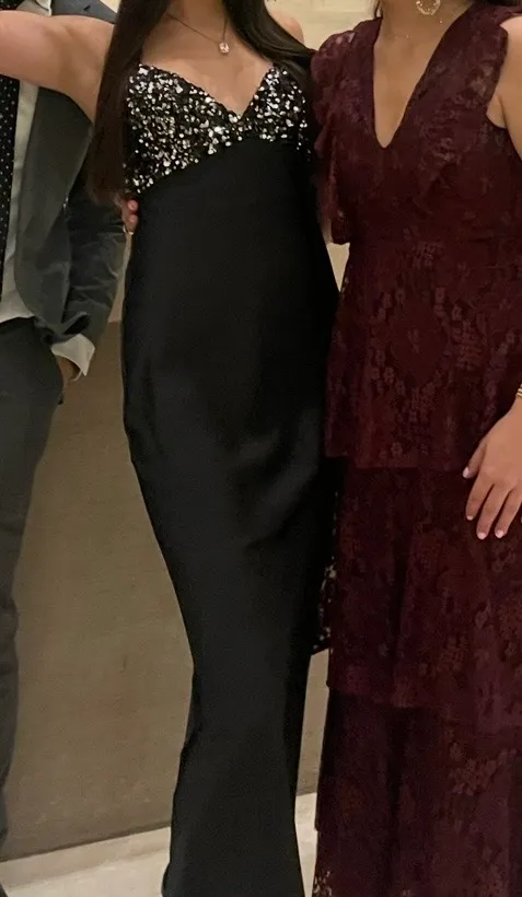ZARA Sparkly black silk dress - Image 2
