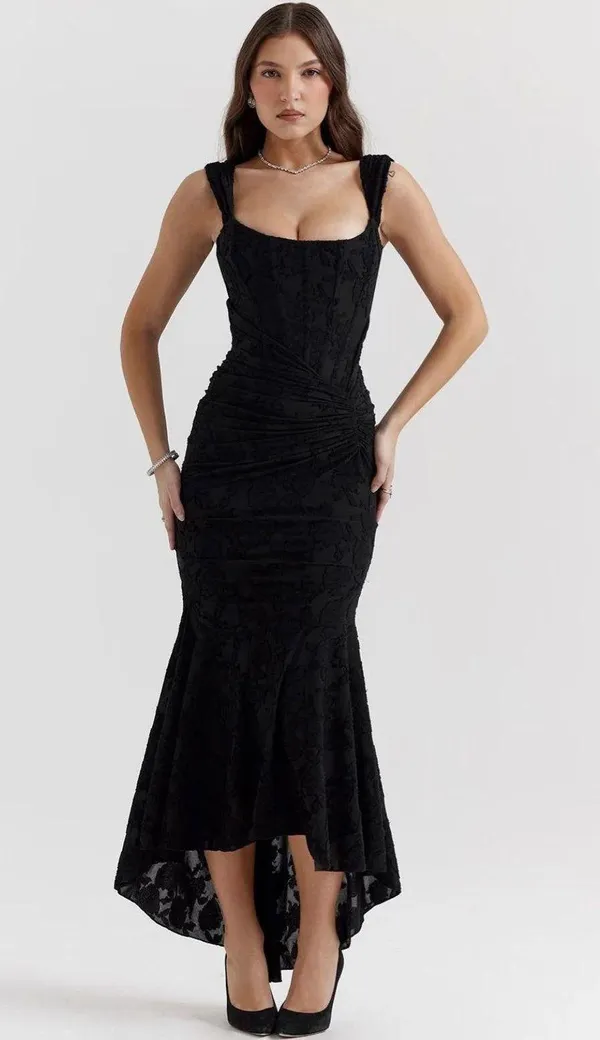 Lemalaya Lace Black Dress - Image 5