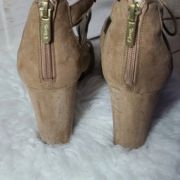 Sam Edelman Emilia suede leather beiege strappy open toe ankle heels sz 8 - Image 6