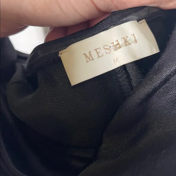 Meshki Womens Black Satin Mini Dress One Sleeve Medium - Image 3
