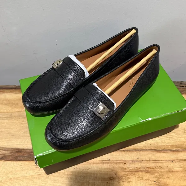 Kate Spade New York‎ Camilla Black Pebbled Leather Loafer Tan Sole sz 9.5B NIB - Image 4