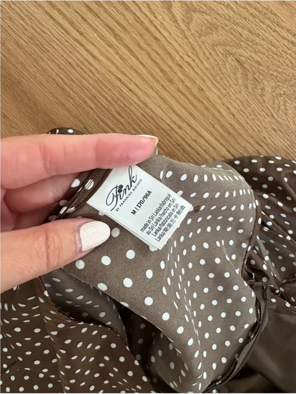 Frankie's Bikinis Brown Polka Dot satin dress - Image 2