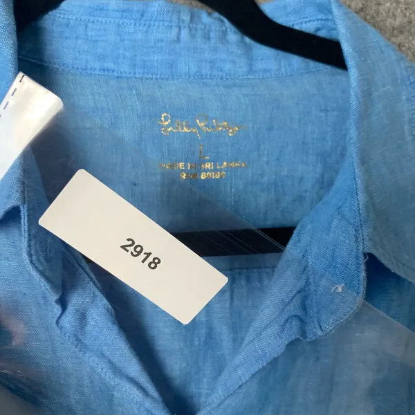 Lilly Pulitzer Women Size Large Blue 100%‎ Line Long Sleeve Button Down Shirt - Image 5