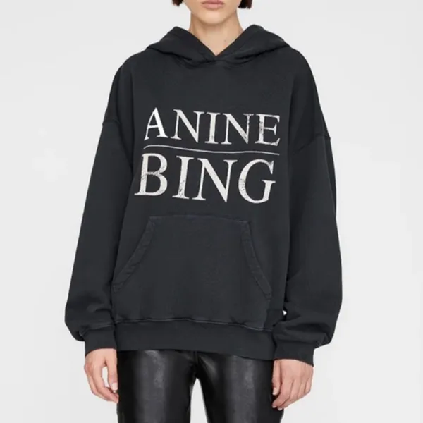 Anine Bing Harvey Serif Sweatshirt in Black - NWT - Image 2