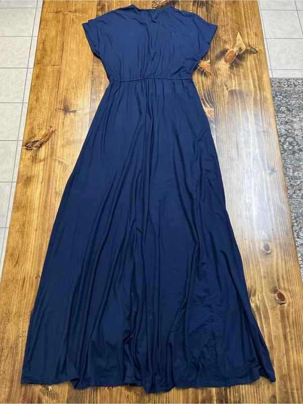 Lulus Easy for Me Navy Blue Short Sleeve Maxi Dress Size Small NWT - Image 11
