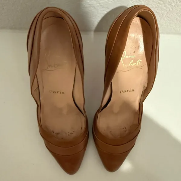 Christian Louboutin Insectika 100 Seta Caramel Tan High Heels 40.5 - Image 4