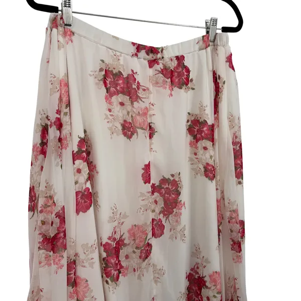 Nanamacs Floral Maxi Skirt Womens Large White Pink Red Excellent Chiffon Boho - Image 2