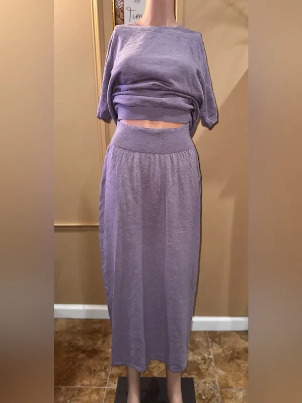 Free People Isabella Sweater Skirt Set Cool Violet Small NWOT - Image 2
