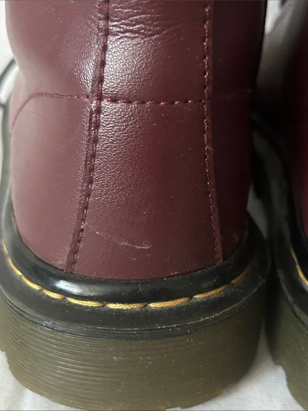 Dr. Martens Leyton Cherry Red Smooth Leather 7 Eye Lace-Up Boots **Size 6** 🍒🍒 - Image 12