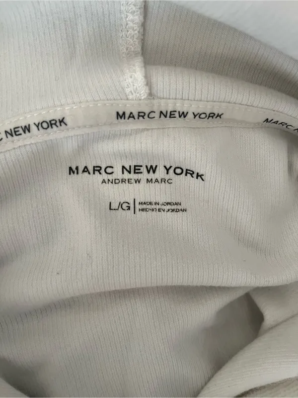 Marc New York Pullover Hoodie Womens Large Cream Ivory Kangaroo Andrew Marc - Image 11
