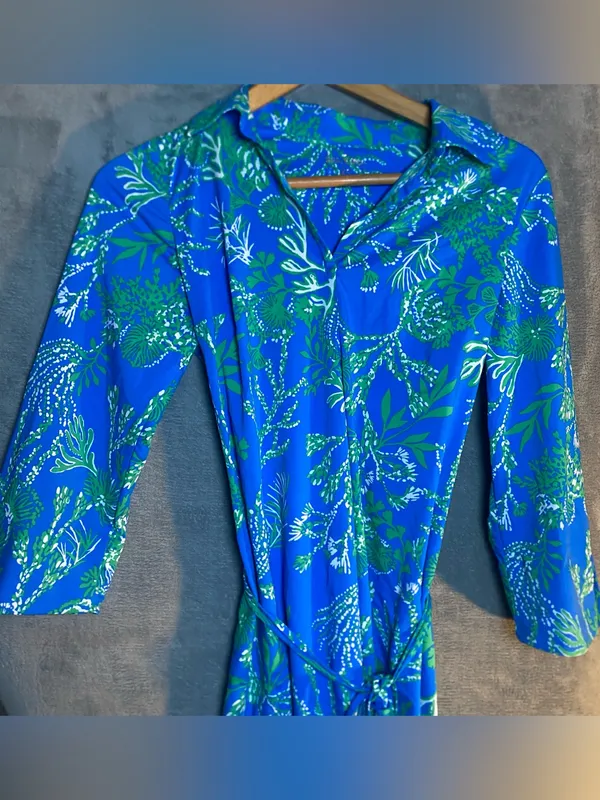 Lilly Pulitzer UPF 50+‎ Pilar Tunic Shirt Dress Long Sleeve Blue A Bit Salty XS - Image 2