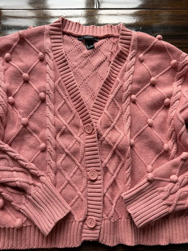 Forever 21 Pink Cable Cardigan - Image 2