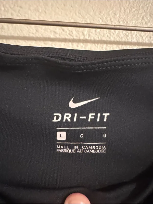 Nike Black Leggings with White daisy Side Stripes and Blue Swoosh - Image 2