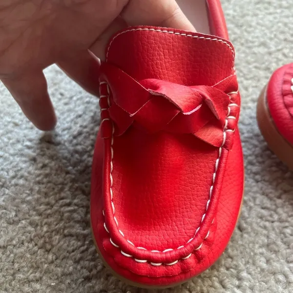 Cherry Red Bow Loafers Women’s Size 5 NWOT Faux Leather Moccasins - Image 6