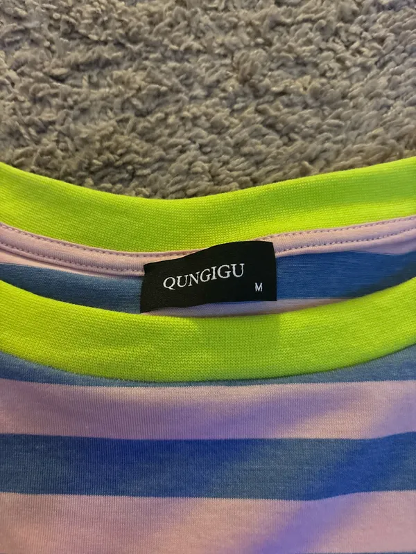 Amazon Striped Cropped Tee Blue Size M - Image 2