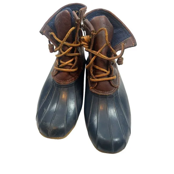 Sperry Top Sider Womens Navy Brown STS91175 Saltwater Duck Boots Size 6 waterpro - Image 3