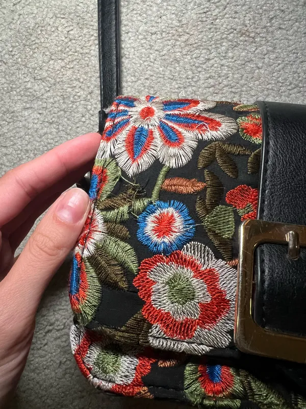 Lulus Petal Lined Path Black Embroidered Purse - Image 5