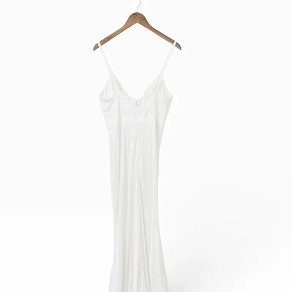 Lulus Stunning Vow White Beaded Sequin Maxi Dress size Large - Image 6