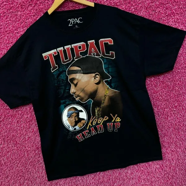Tupac Keep Ya Head Up Rap Single West Coast Hip Hop Tee XL - Image 3