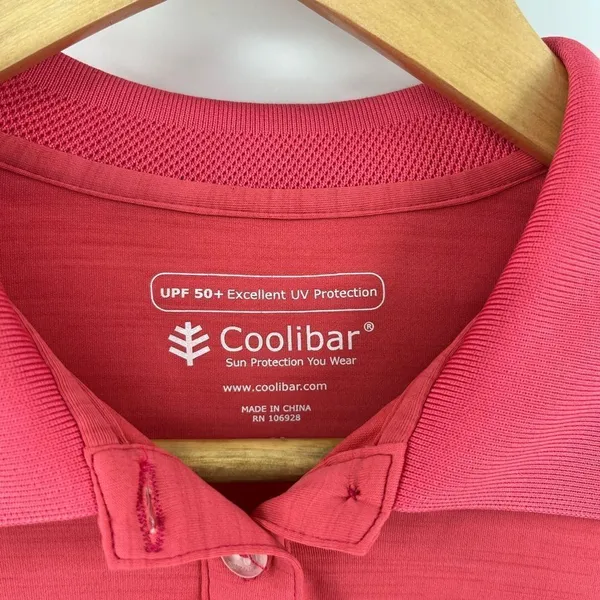 Coolibar women’s prestwick long sleeve pink UV protection golf polo shirt size M - Image 2