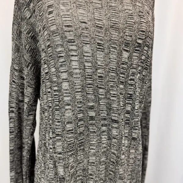 Eileen Fisher Silk Organic Linen Knit Sweater L Black White Textured Boxy Top - Image 5