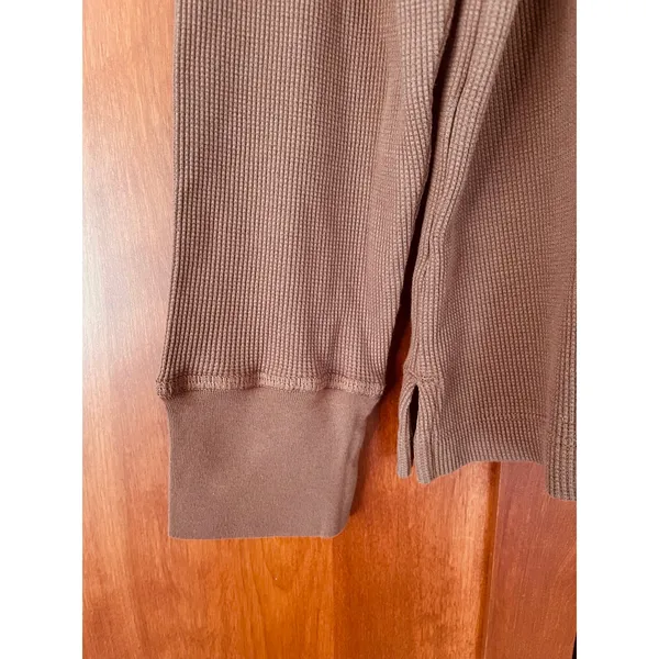 American Giant Shirt Thermal Henley Waffle Brown Size Medium - Image 5