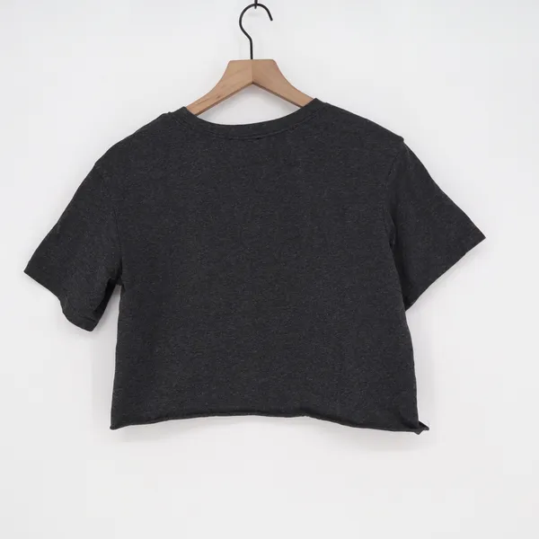 SHEIN Crop Top Womens S Lightning Bolt Charcoal Gray Raw Hem Excellent - Image 3