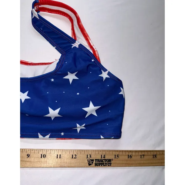 SHEIN Bikini Set Women‎ XL Red White Blue Stars Tie Dye Patriotic Swimsuit NEW - Image 5