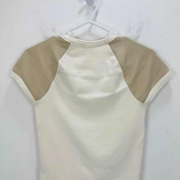Madewell Raglan Sleeve Baby Tee Shirt Minimalist Basics Sporty Beige XXS NWT - Image 10