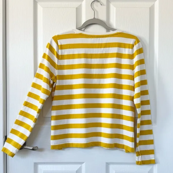 J. Crew Classic Striped Fisherman Long Sleeve Tee with Gold Buttons - Image 2