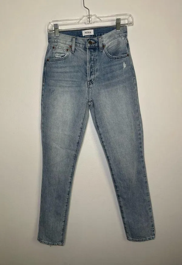Pistola Keaton High Rise Slim Straight Button Fly Light Wash Jeans Women’s Sz 24 - Image 3
