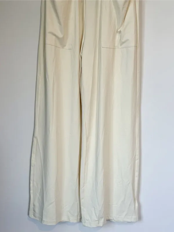 NWT Cupshe Light Yellow Wide Leg Jersey Pants - Size: Small - Image 7