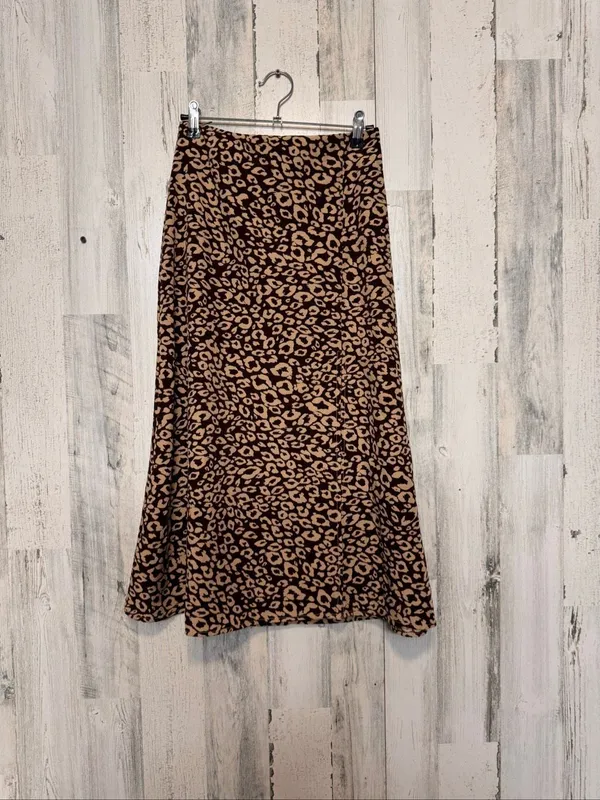 SHEIN Leopard Cheetah Print High Waist Midi Skirt with Slit Womens XS (US 2) - Image 4