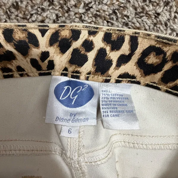DG2 Diane Gilman Gold Metallic Coated Embellished Straight Leg Jeans 6 - Image 2