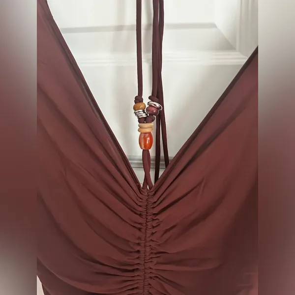 A.L.C. Nina‎ Beaded Tie Neck Maxi Dress- NWT S Bitter Chocolate - Image 6