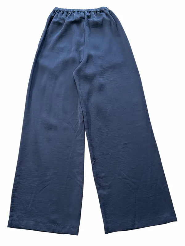 Fabletics Wide Leg Navy Blue Silky Texture Pants - Image 2