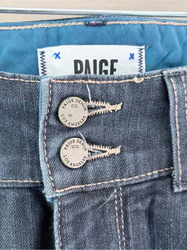 Paige Hidden Hills Straight Leg Jeans Size 28 Dark Wash Double Button - Image 2