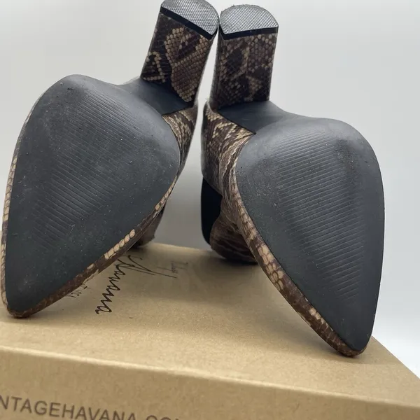 Vintage Havana Womens Size‎ 10 Ellen Taupe Snakeskin Pointed Toe Booties Heels - Image 9