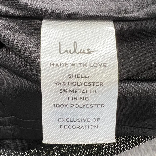Lulus Metallic Bodycon Mini Dress Small Black Silver Glitter‎ Sparkle Party NYE - Image 6