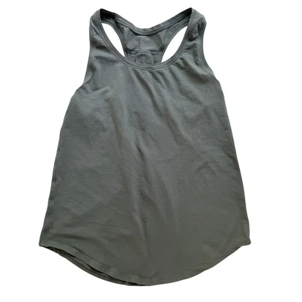 Lululemon Love Tank Top Grey Sage Green Size 4 Pleated Cotton Racerback - Image 2