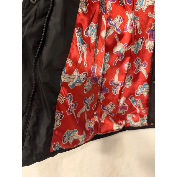 Betsey‎ Johnson Black Puffer Parka Faux Fur Hood Pin Up Girl Lining XS - Image 4