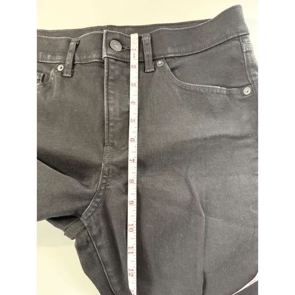 Express Mid Rise Skinny Jeans Black Distressed Raw Hem Women Size 6R‎ - Image 9