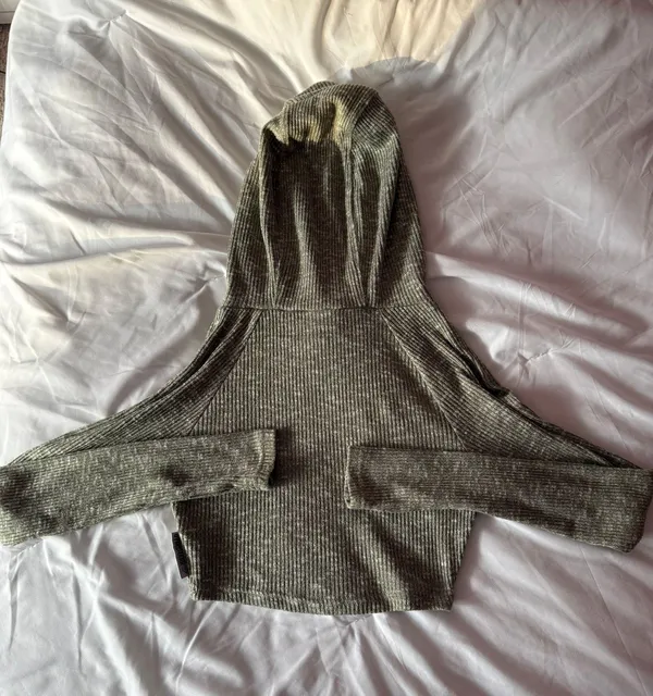 Gymshark Heathered Green Ribbed Cropped Hoodie Size XS - Image 2