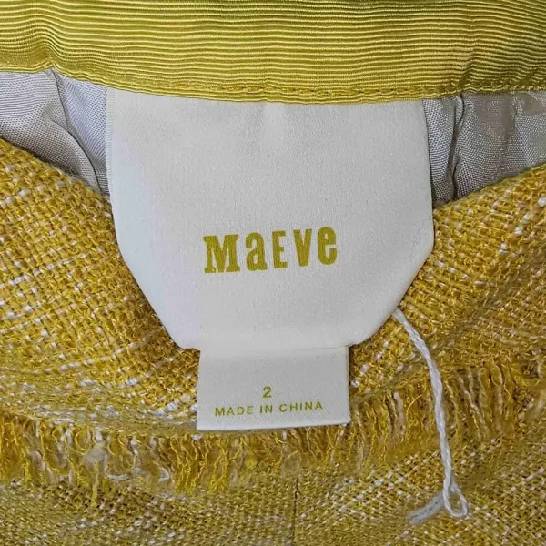 Maeve Anthropologie Womens Yellow Tweed‎ Fringe Skirt 2 - Image 4