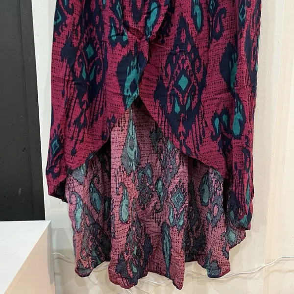 Xhilaration Smocked Off The Shoulder Maxi Dress Size XL Hi Lo Pattern - Image 3