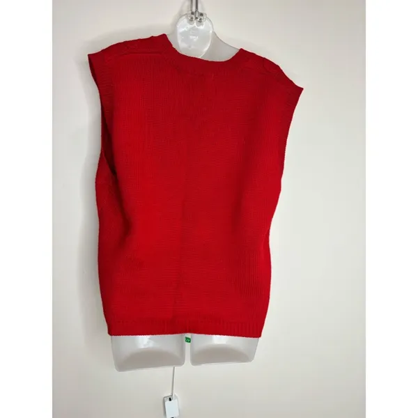 Alfred Dunner vintage wool blend Red VNeck Knit Button-Front Sweater Vest medium - Image 3