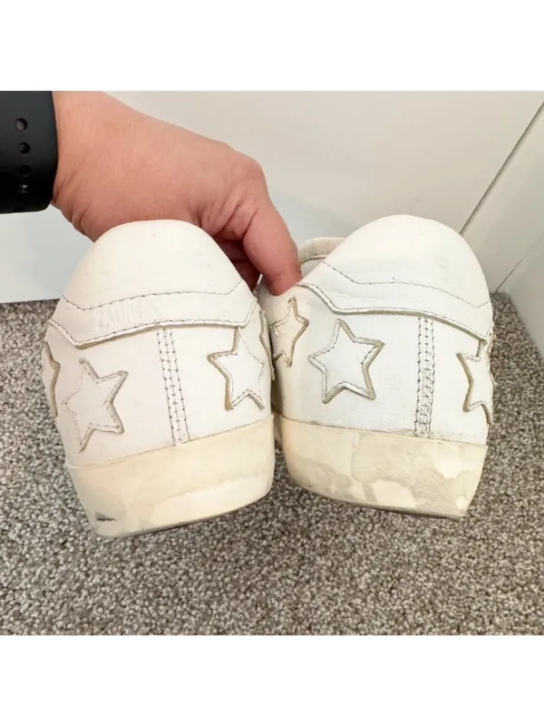 Zadig Voltaire Sneakers Size 7‎ EU 38 White Leather Distressed Star Alternative - Image 5