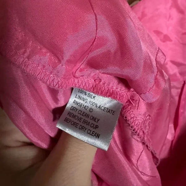 American Vintage Vintage Y2K‎ Muse Asymmetrical Draped Floral Silk Halter Midi Dress Sz 6 Pink - Image 6